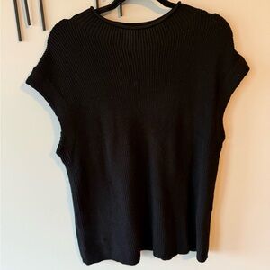 Elegant Black Women's Sweater Cap Sleeved Top